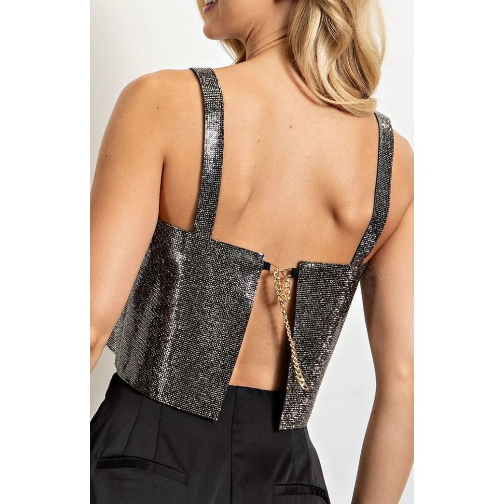 Black Rhinestone Tank Top - Picture 2 of 8